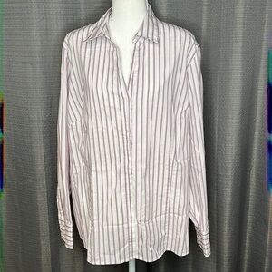 WILLOW BAY PURPLE WHITE BUTTON FRONT SHIRT SIZE 2X